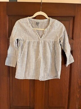 aerie Kids Blue & White Striped Peasant Top